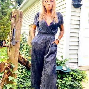 NWT Banana Republic Metallic Jumpsuit Pantsuit cropped wide leg